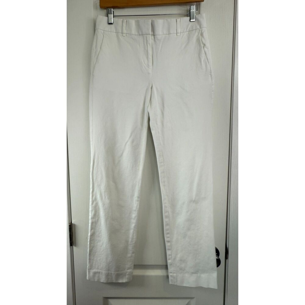 Ann Taylor Women's Ann Straight Leg Chino Pants White Cotton Rayon Size 2